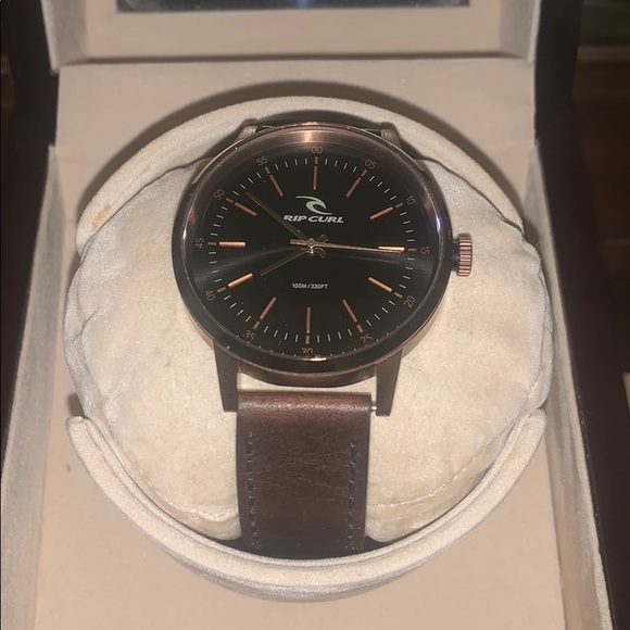 NWT Men’s RipCurl Drake Leather Gunmetal Watch - Picture 1 of 7